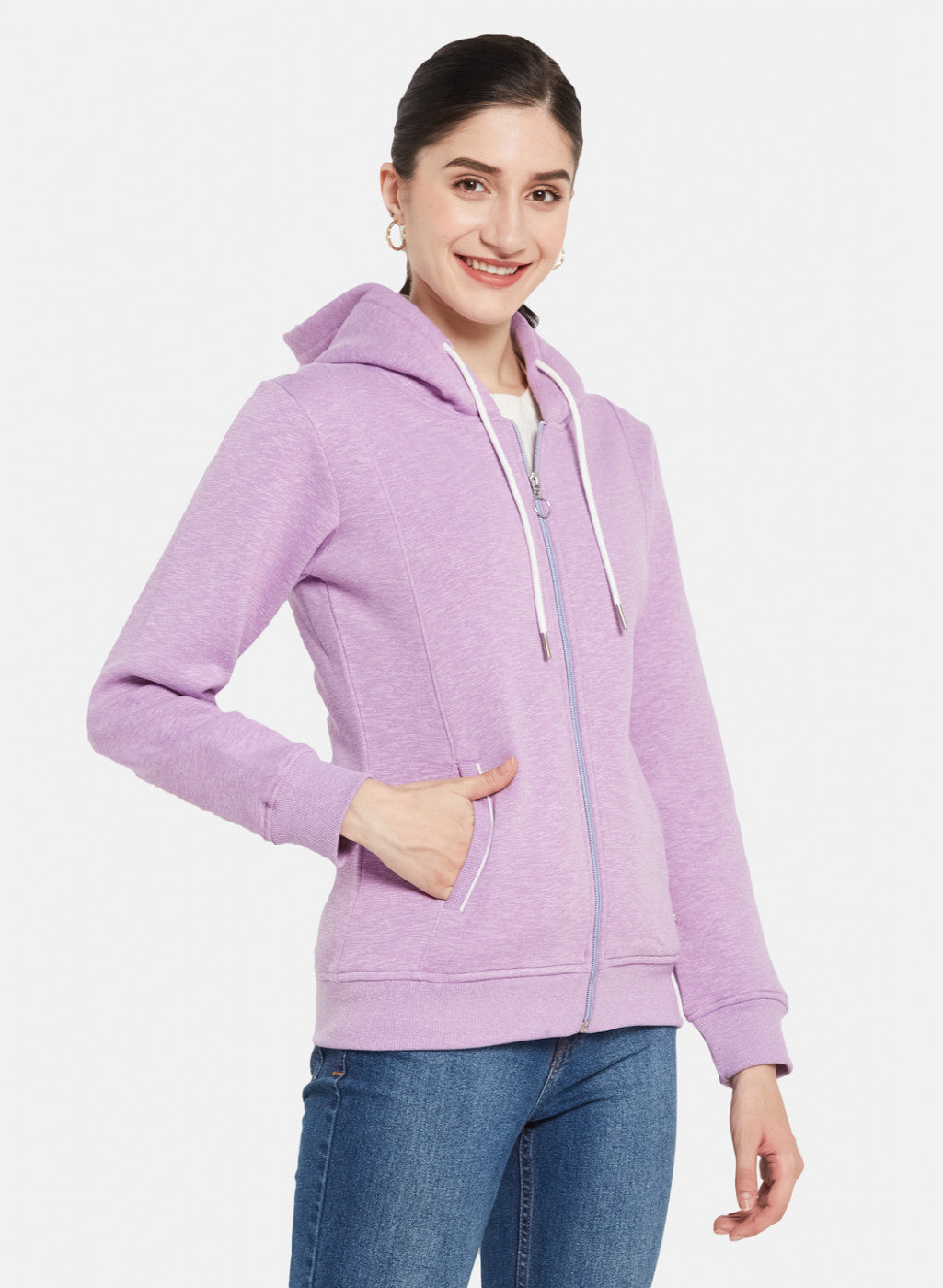 Women Purple Solid Sweatshirt