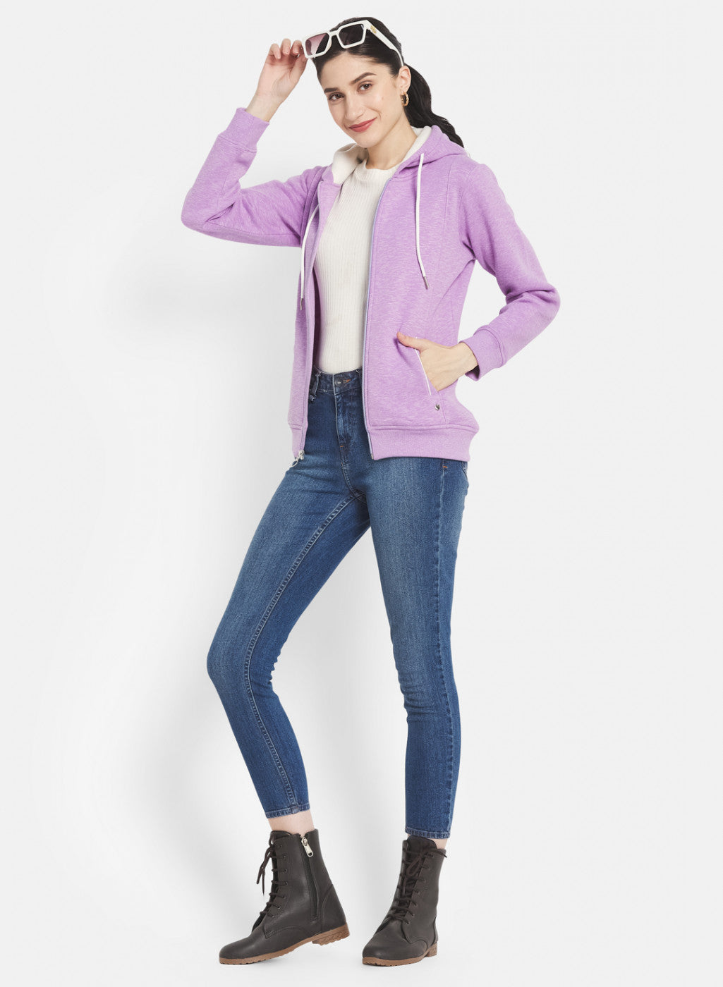 Women Purple Solid Sweatshirt