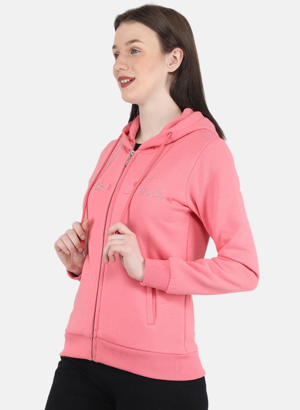 Women Pink Embroidered Sweatshirt