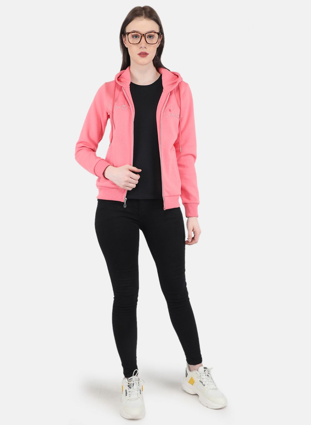 Women Pink Embroidered Sweatshirt