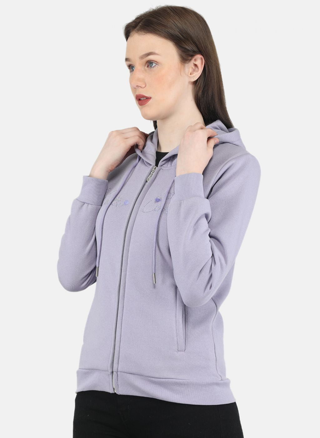 Women Purple Embroidered Sweatshirt