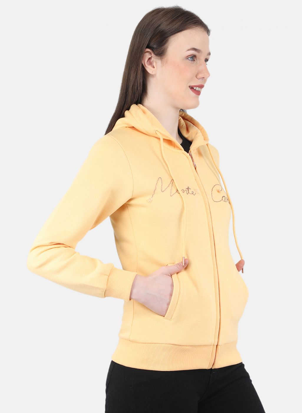 Women Yellow Embroidered Sweatshirt