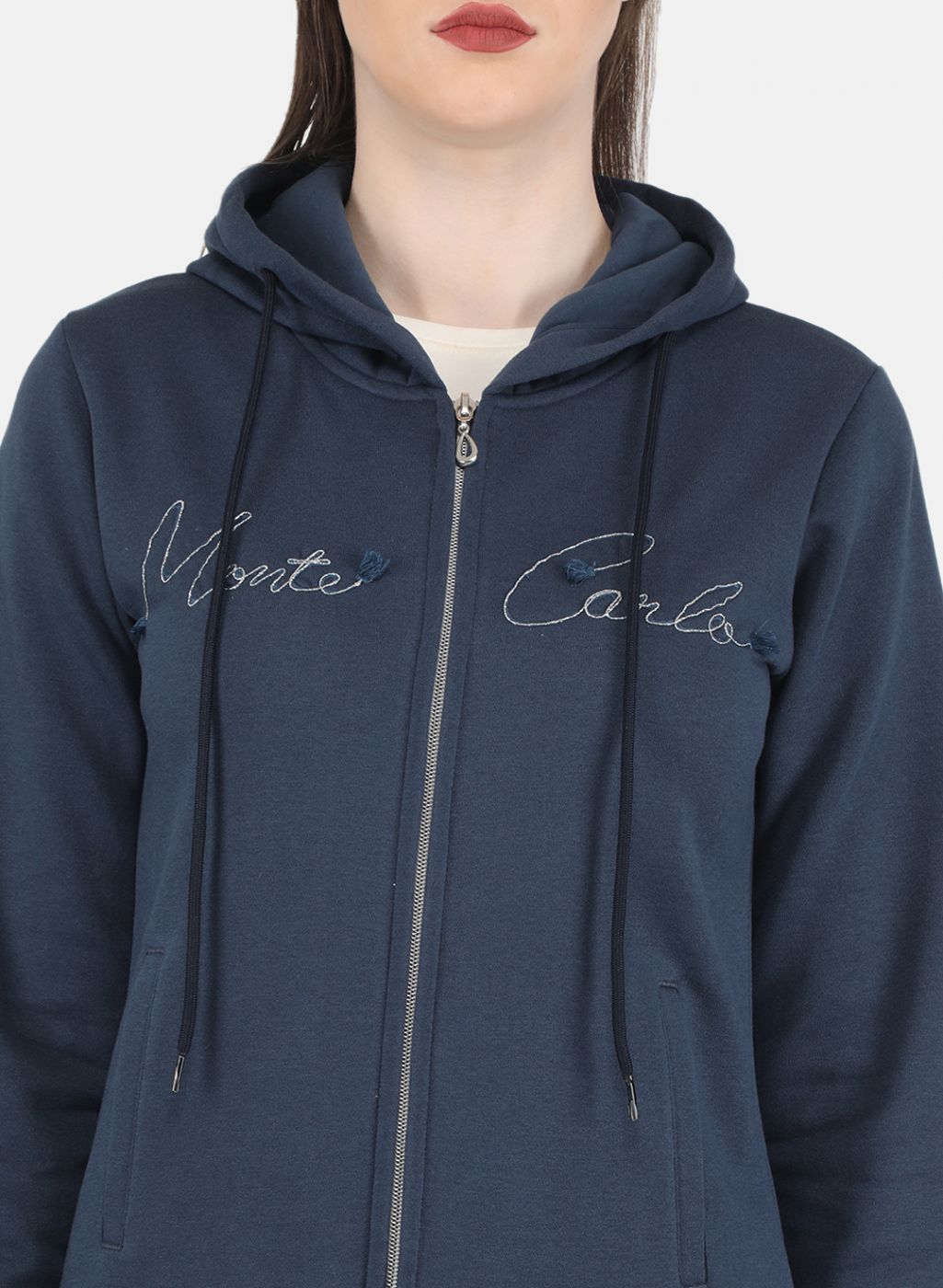 Women Grey Embroidered Sweatshirt