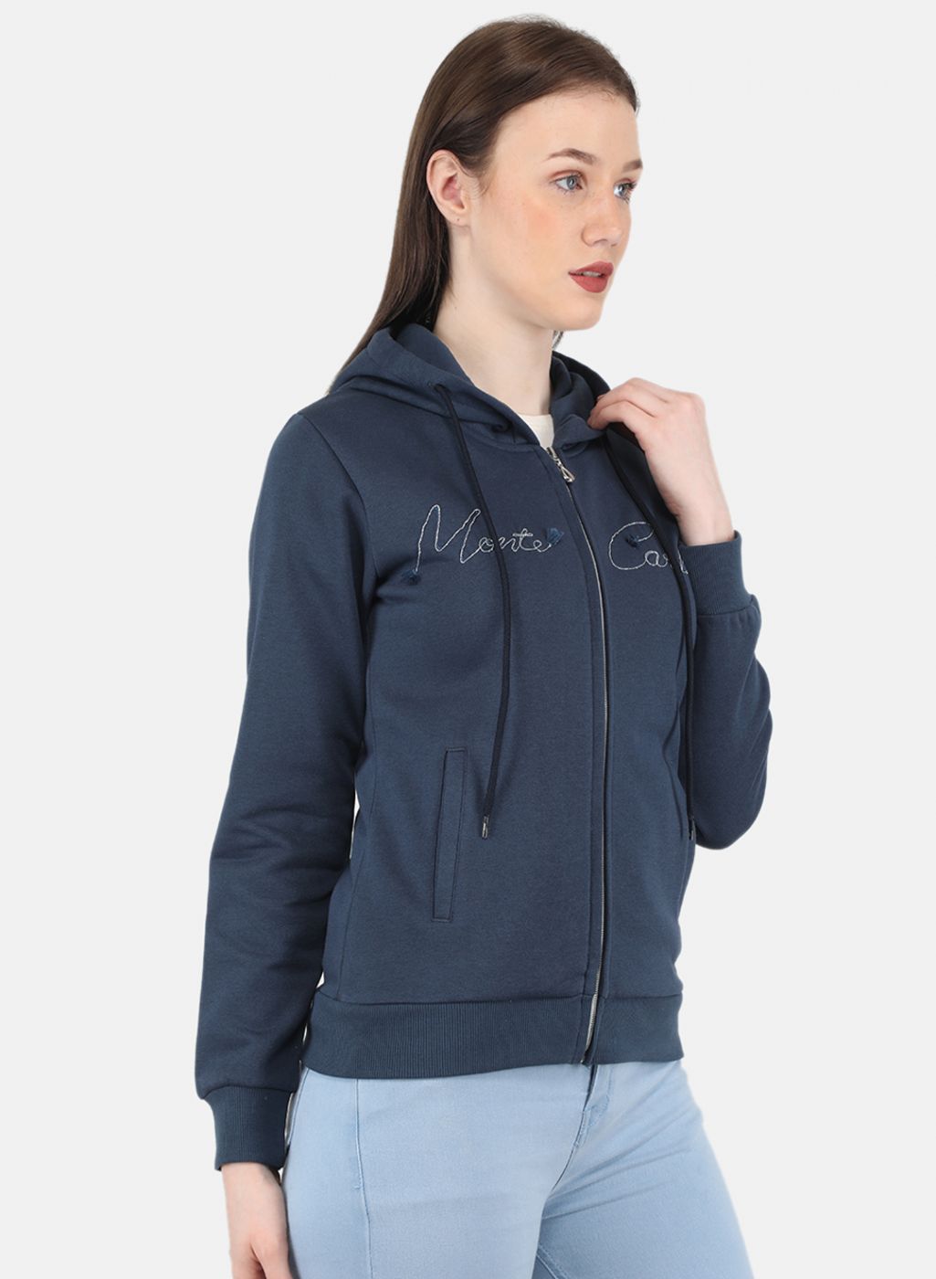 Women Grey Embroidered Sweatshirt