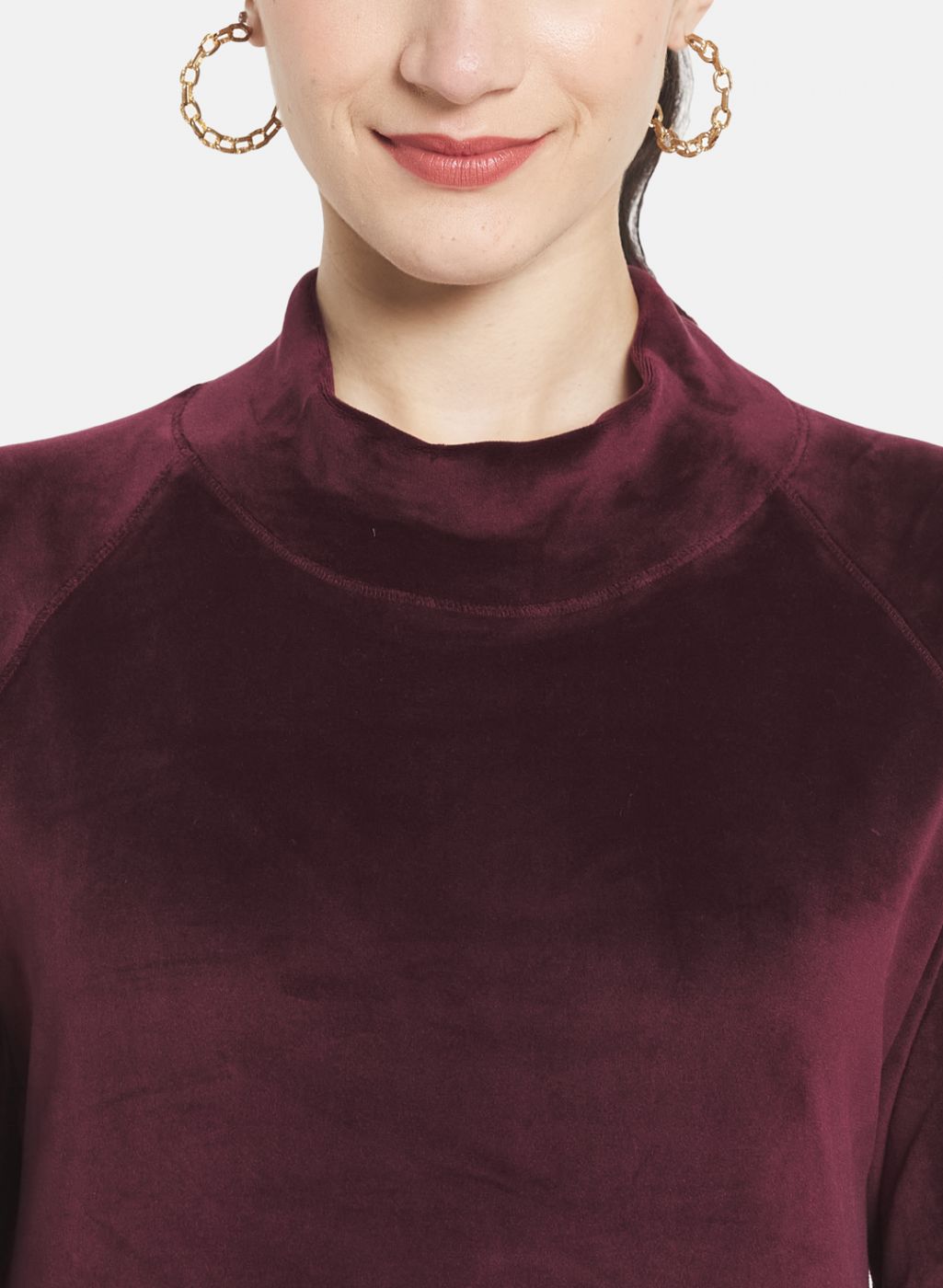 Women Maroon Solid Sweatshirt