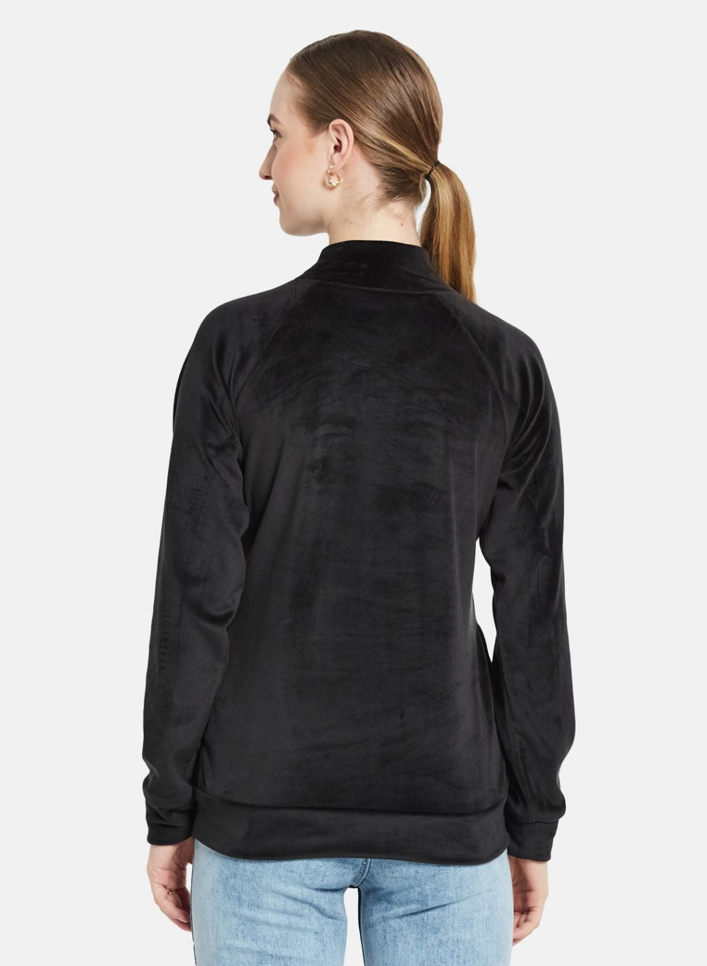 Women Black Solid Sweatshirt