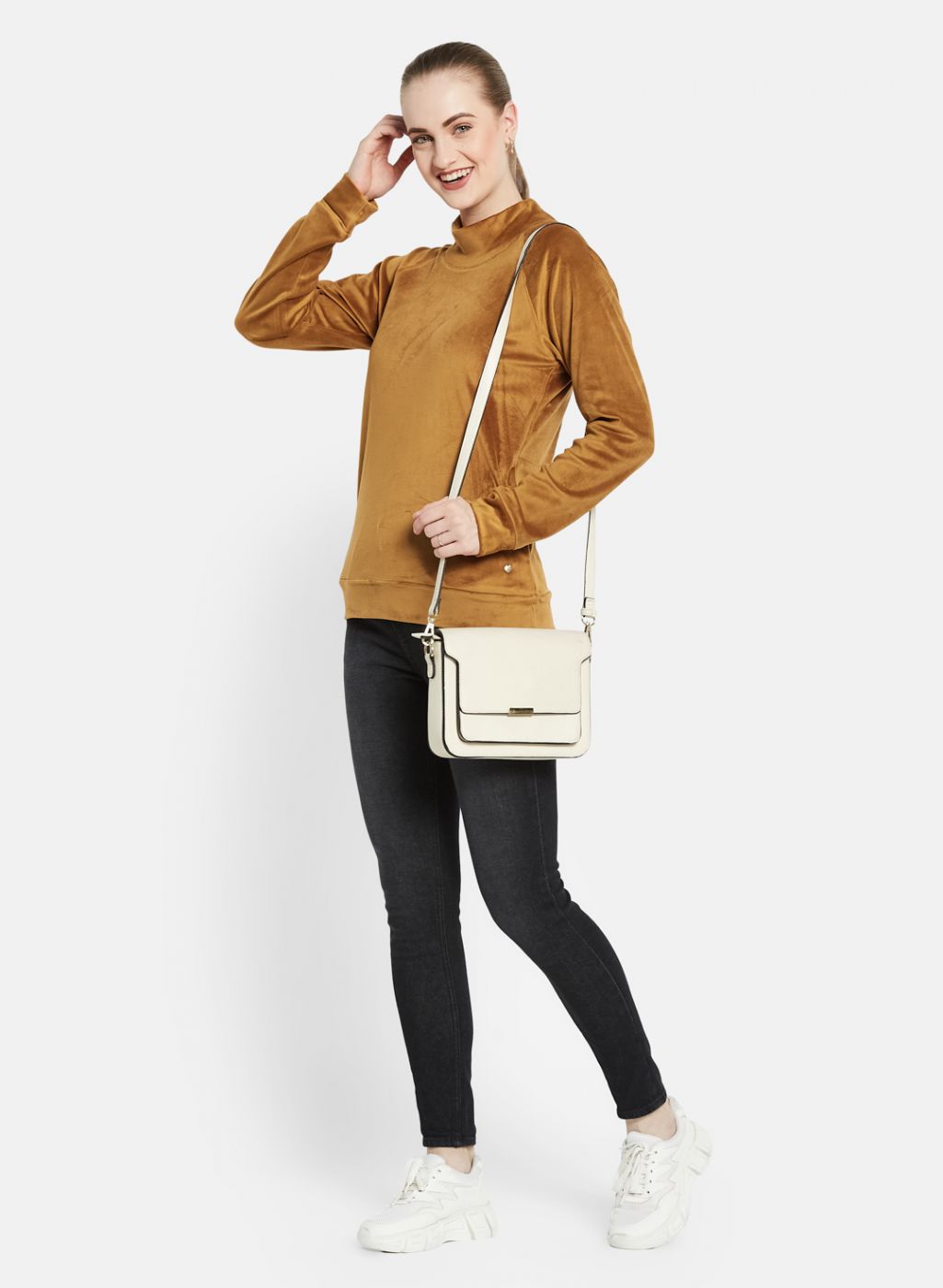 Women Mustard Solid Sweatshirt