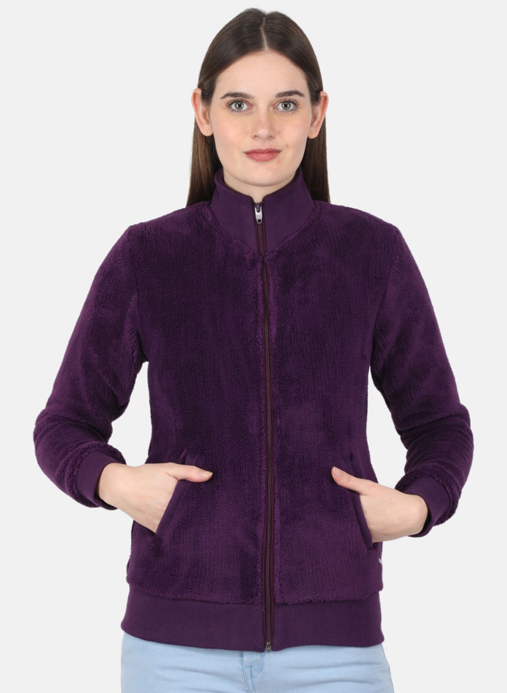 Women Purple Solid Sweatshirt