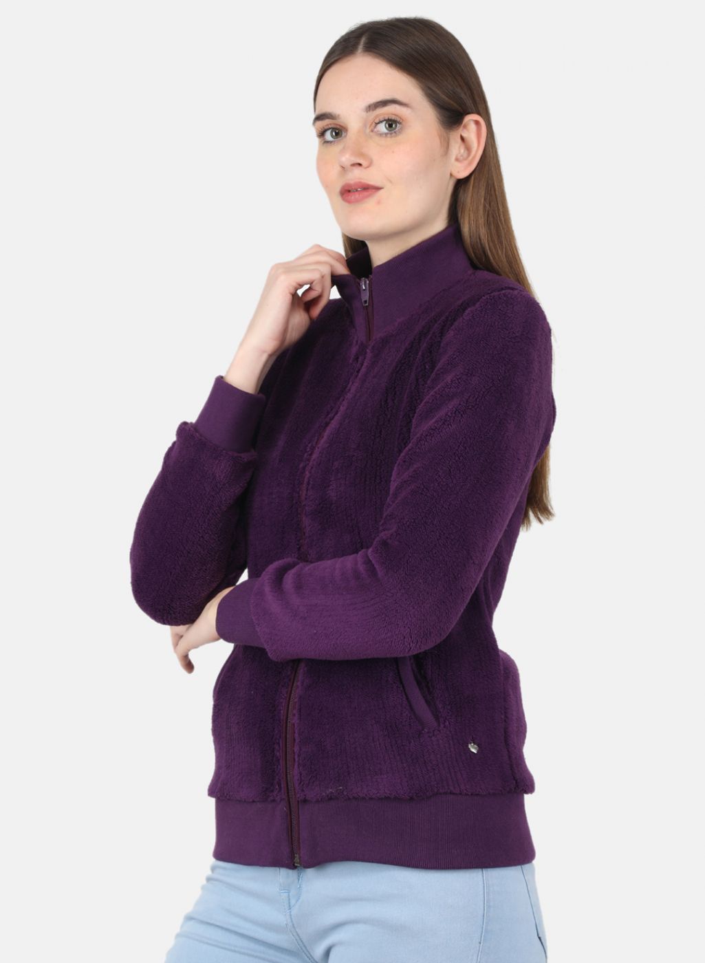 Women Purple Solid Sweatshirt