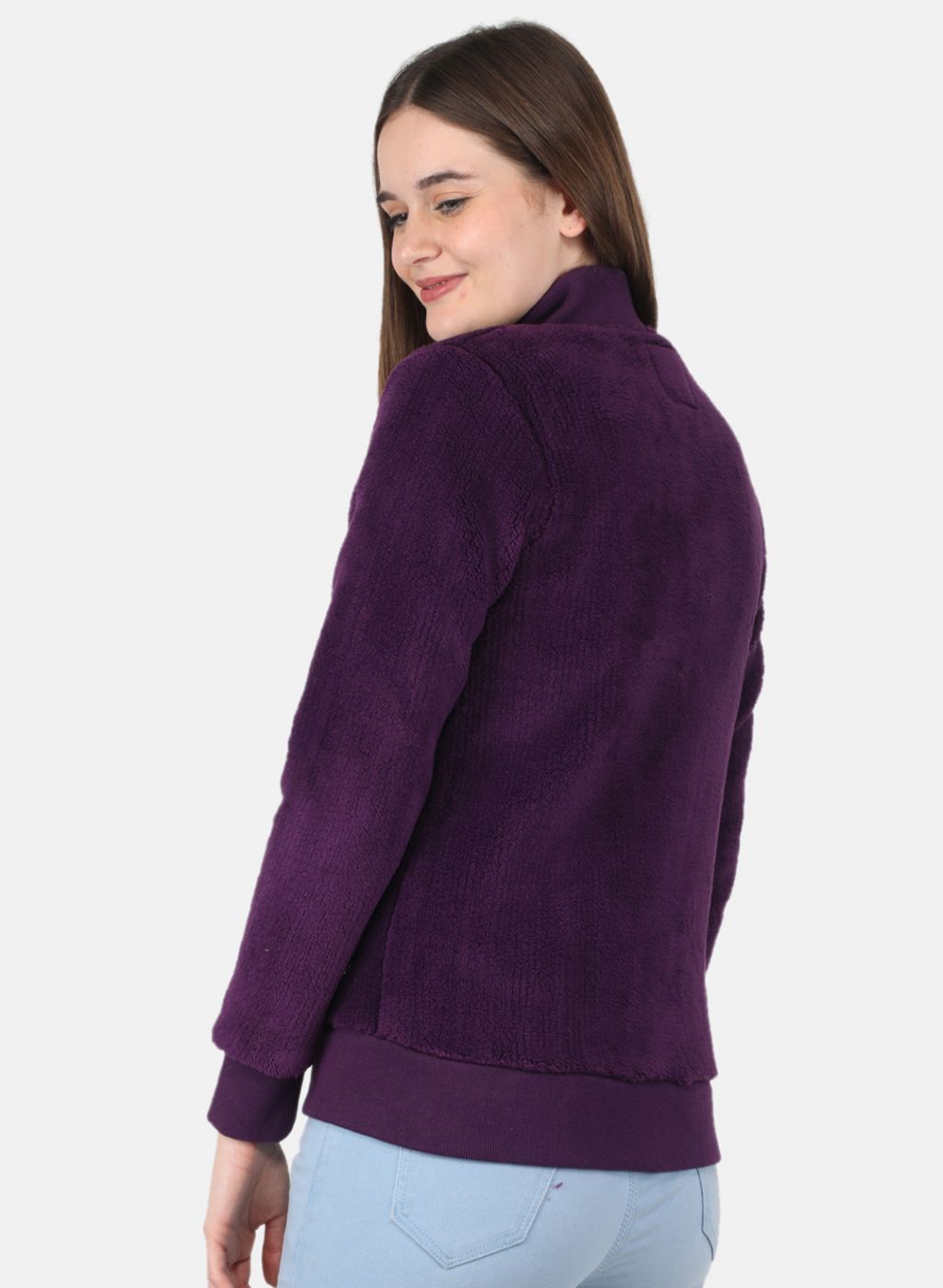 Women Purple Solid Sweatshirt