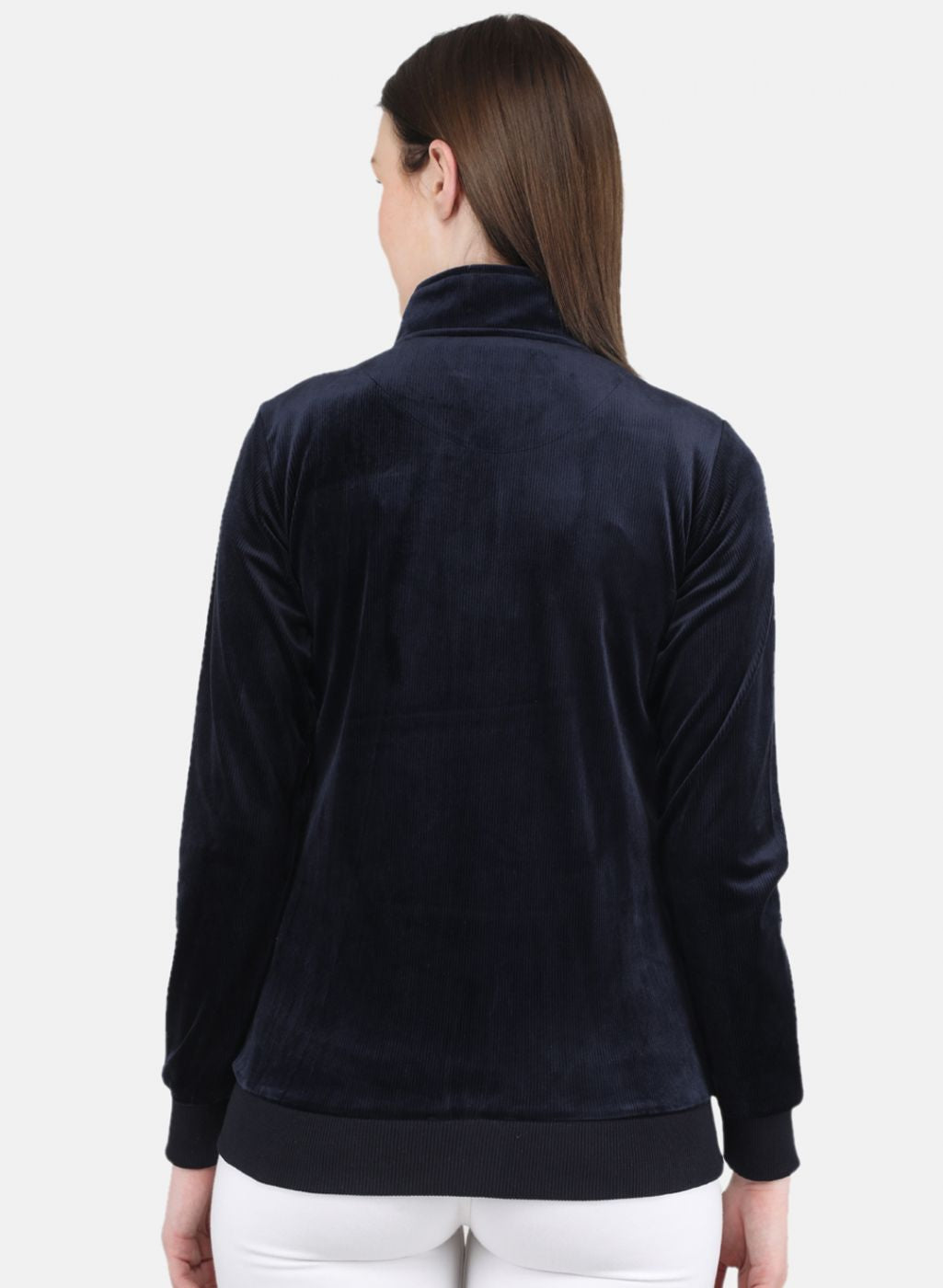 Women NAvy Blue Self Design Sweatshirt