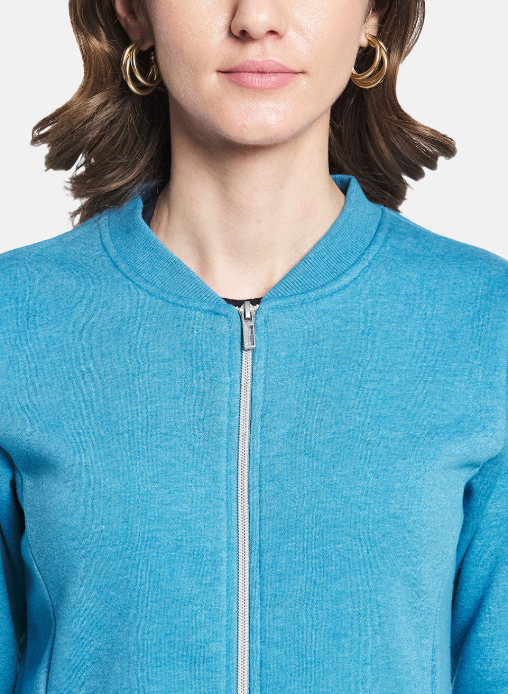 Women Blue Solid Sweatshirt