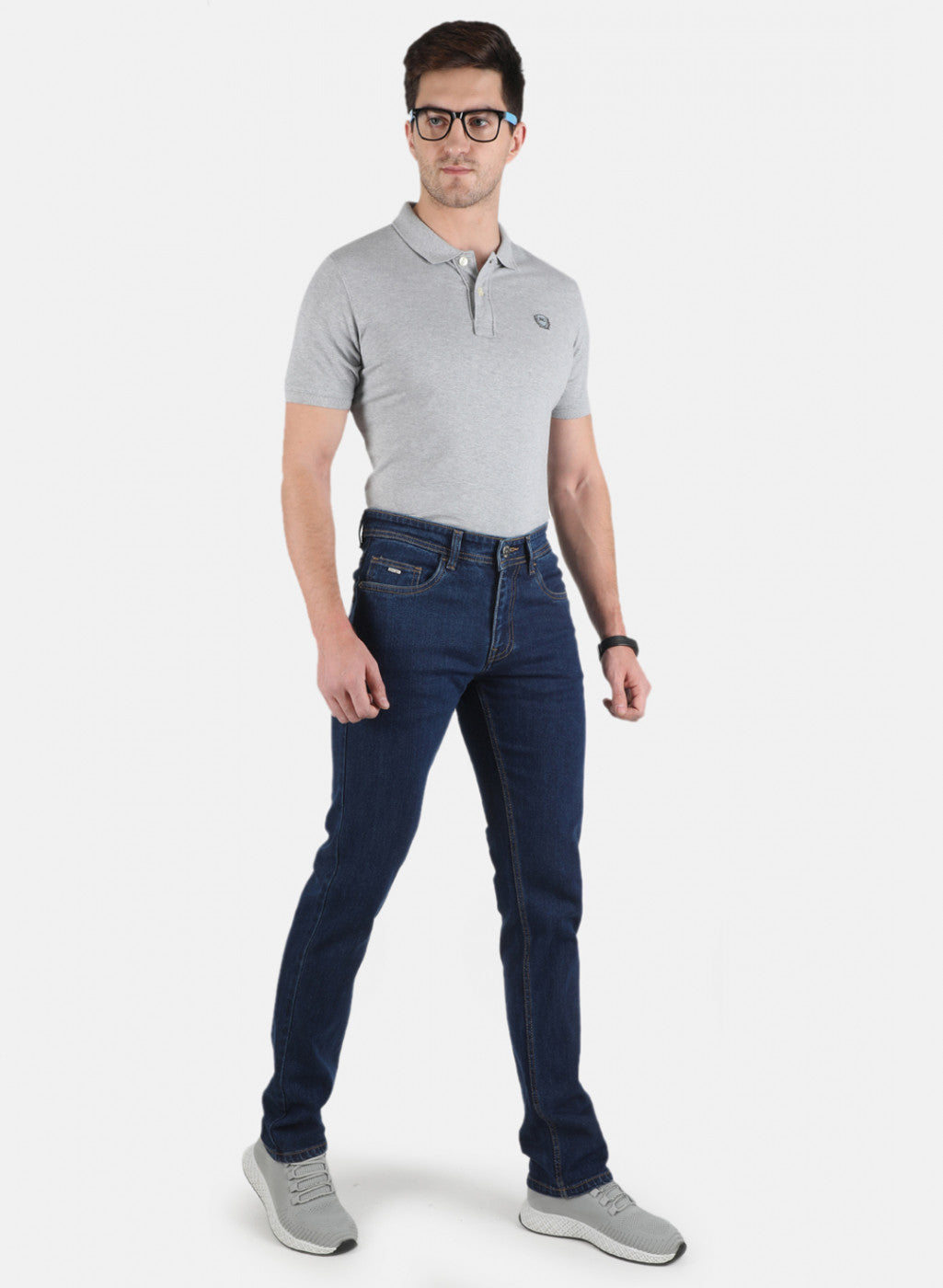 Men Navy Blue Narrow Fit Denim