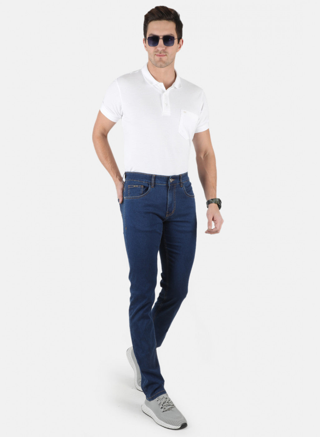 Men Navy Blue Narrow Fit Denim