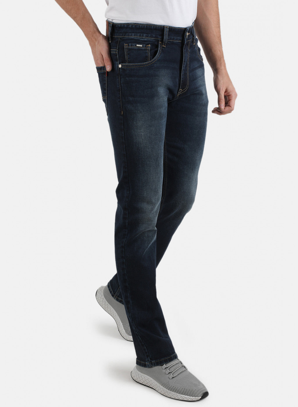 Men Navy Blue Regular Fit Denim