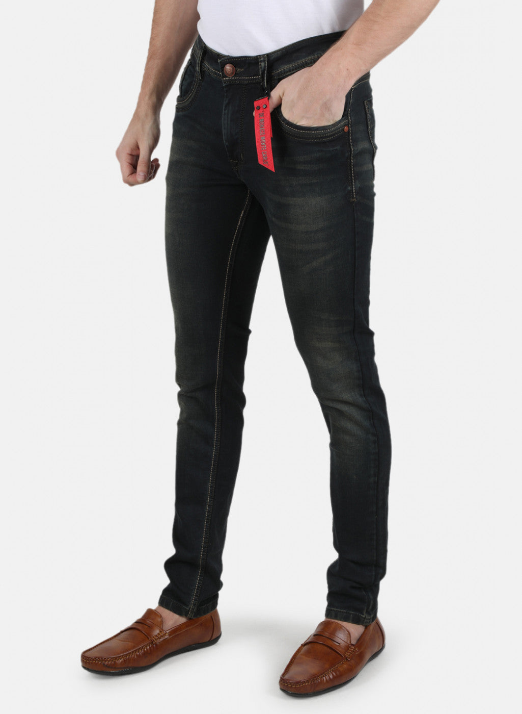 Men Green Skinny Fit Denim