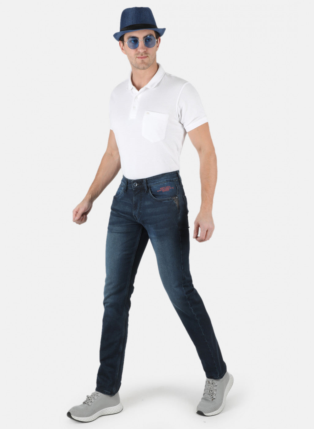 Men Navy Blue Narrow Fit Denim