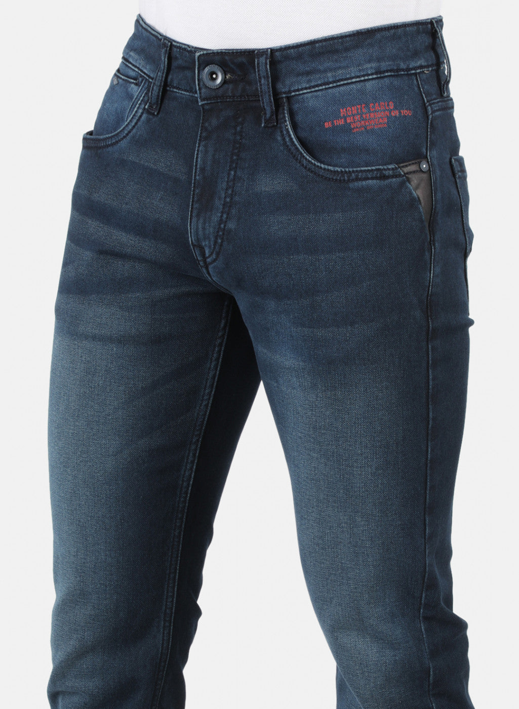 Men Navy Blue Narrow Fit Denim