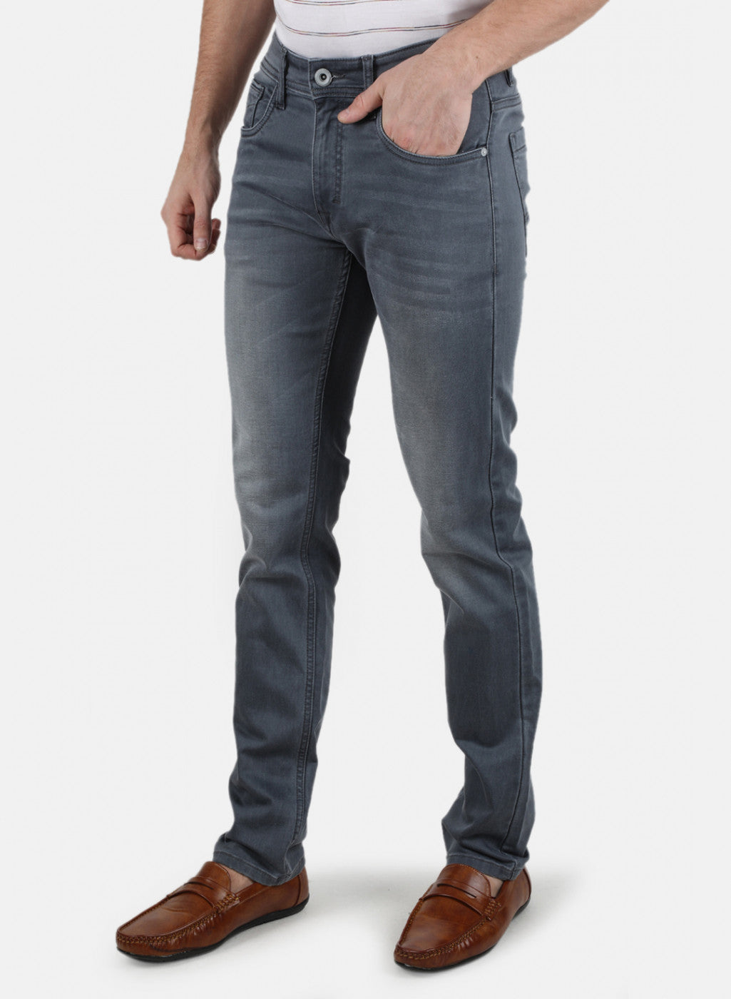 Men Grey Narrow Fit Denim