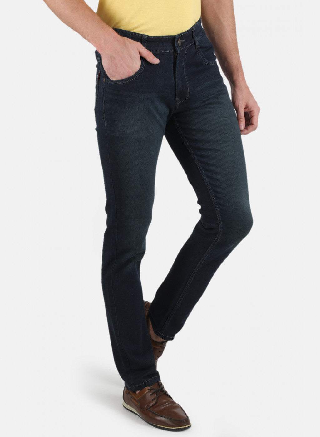 Men Navy Blue Narrow Fit Denim