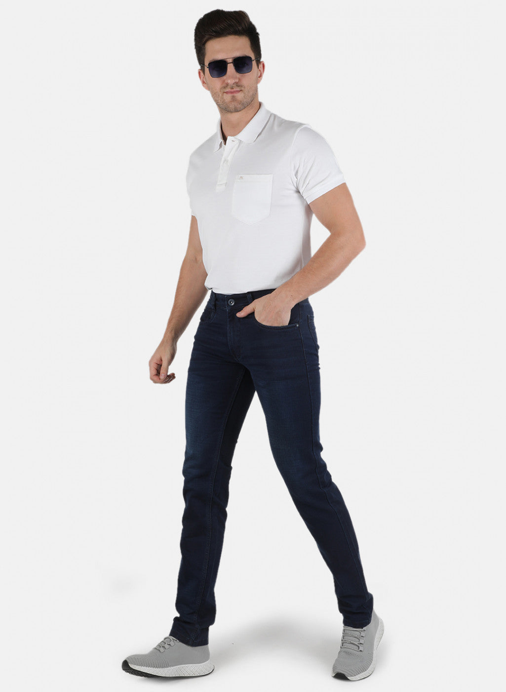 Men Navy Blue Skinny Fit Denim