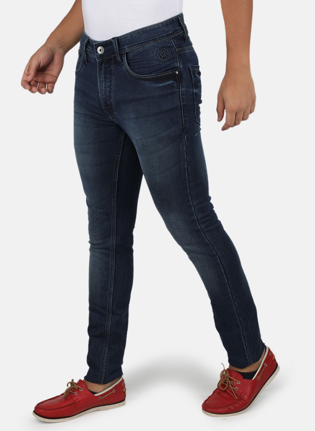 Men Navy Blue Skinny Fit Denim