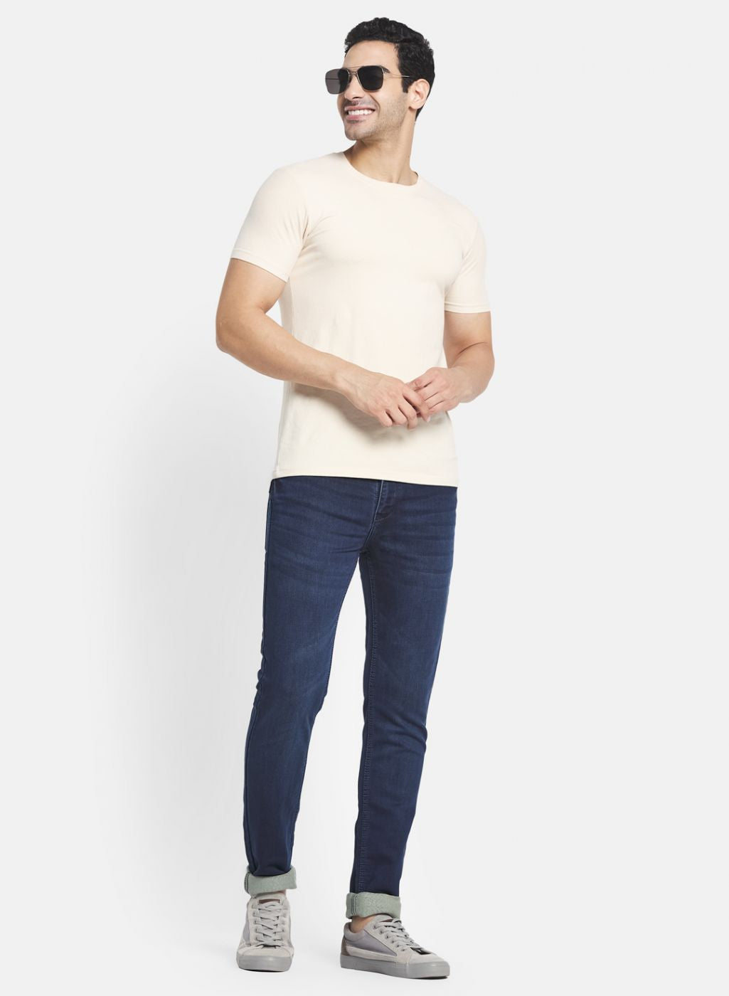 Men Navy Blue Skinny Fit Denim