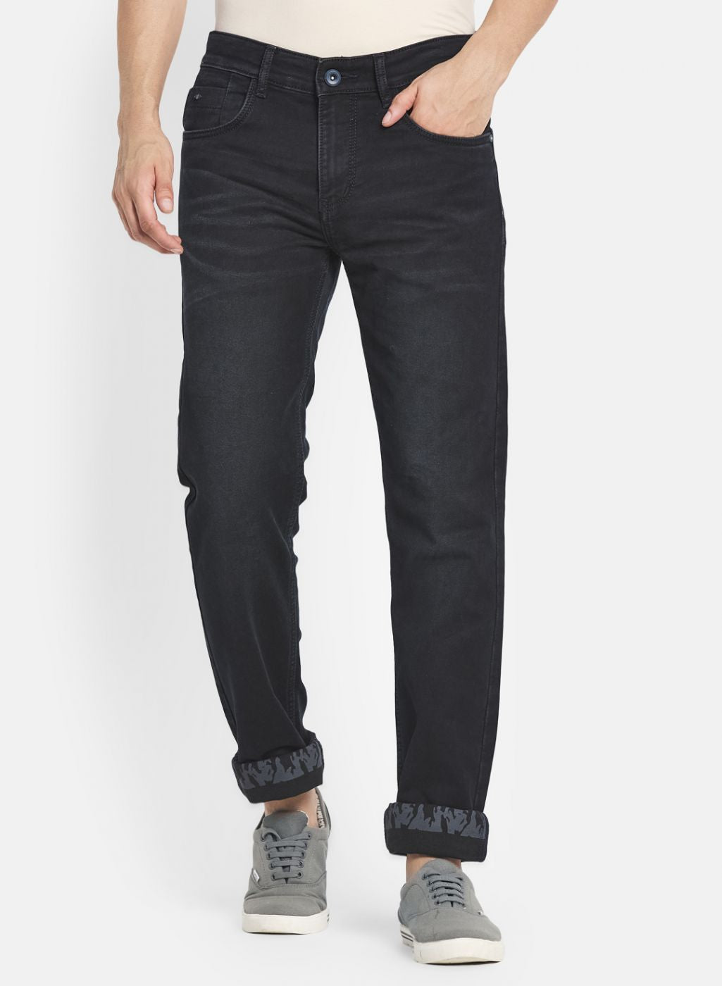 Men Olive Narrow Fit Denim