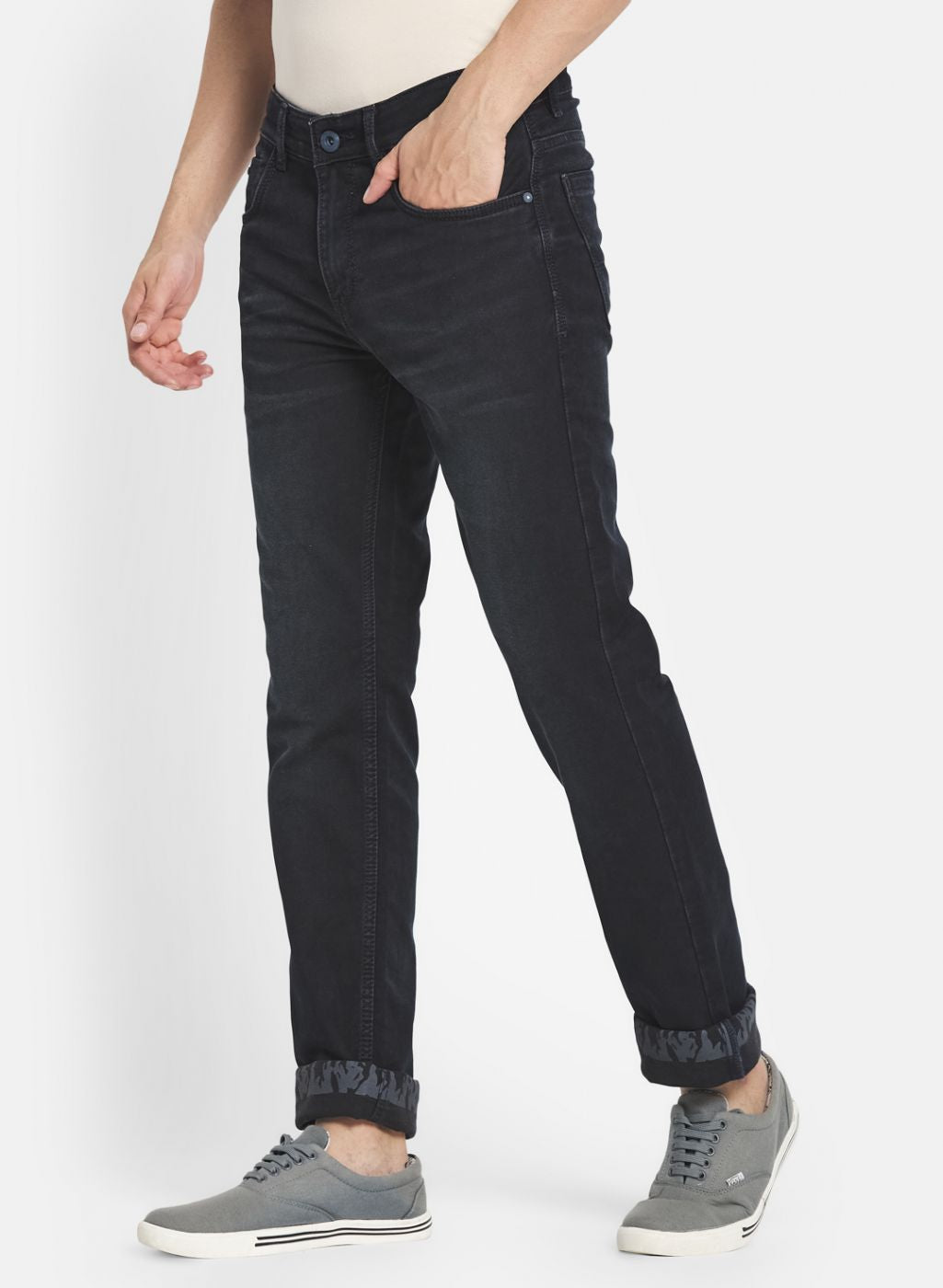 Men Olive Narrow Fit Denim