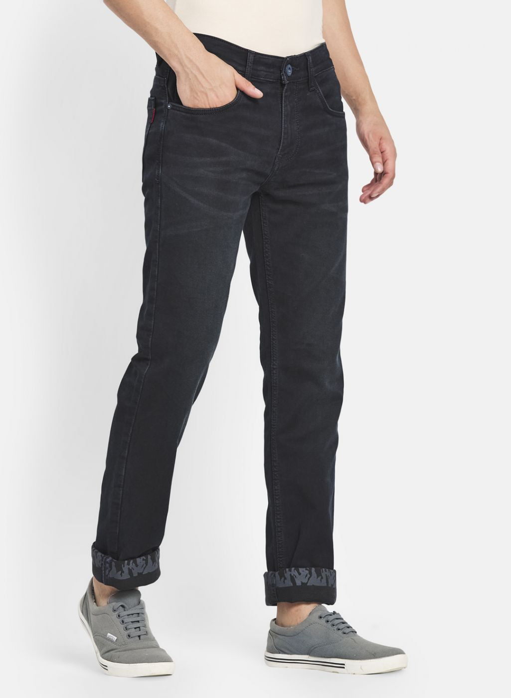 Men Olive Narrow Fit Denim