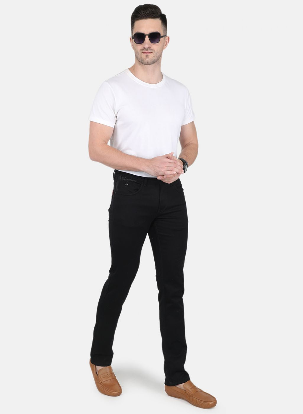 Men Black NArrow Fit Denim