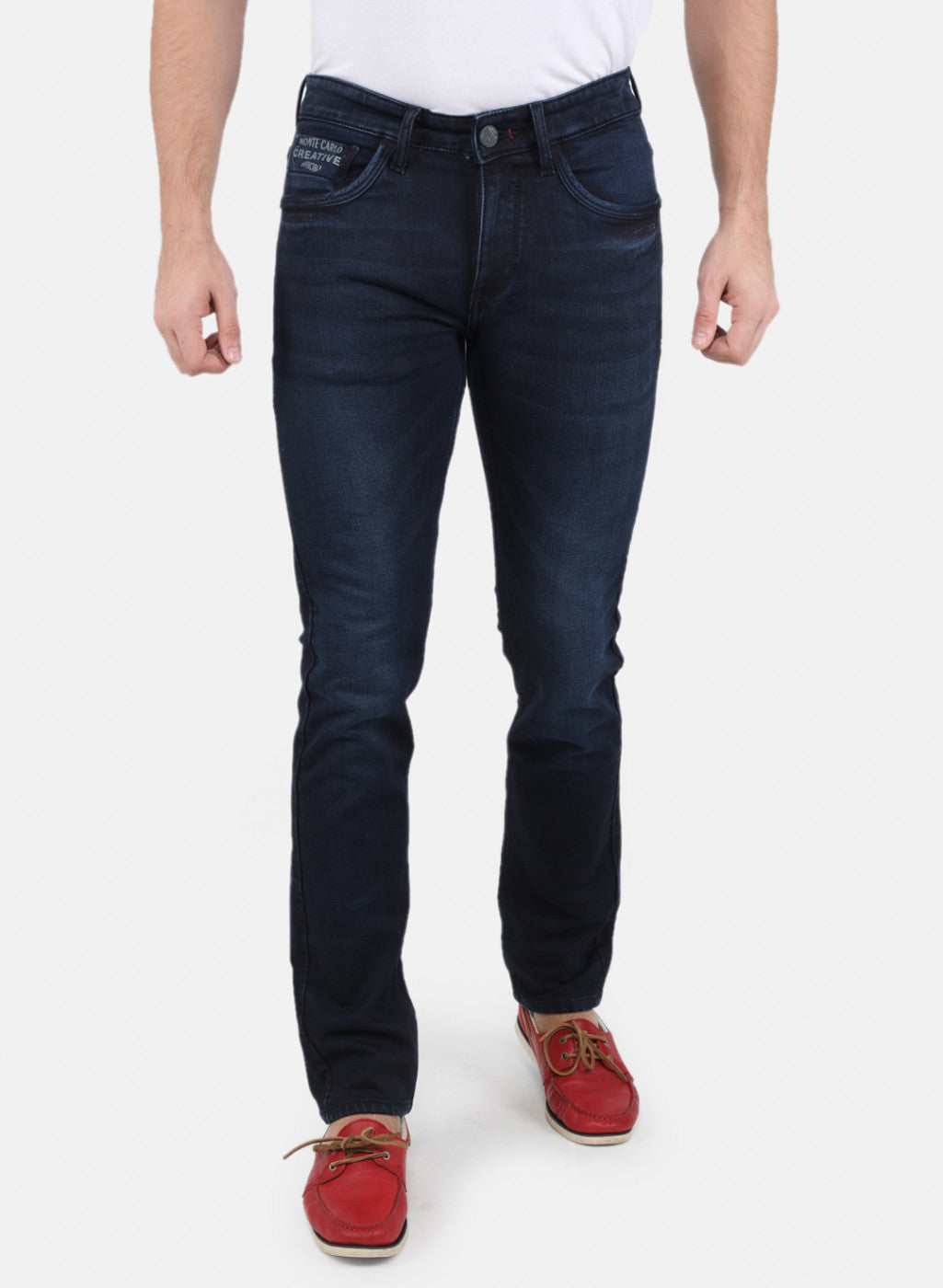 Men Navy Blue Narrow Fit Denim