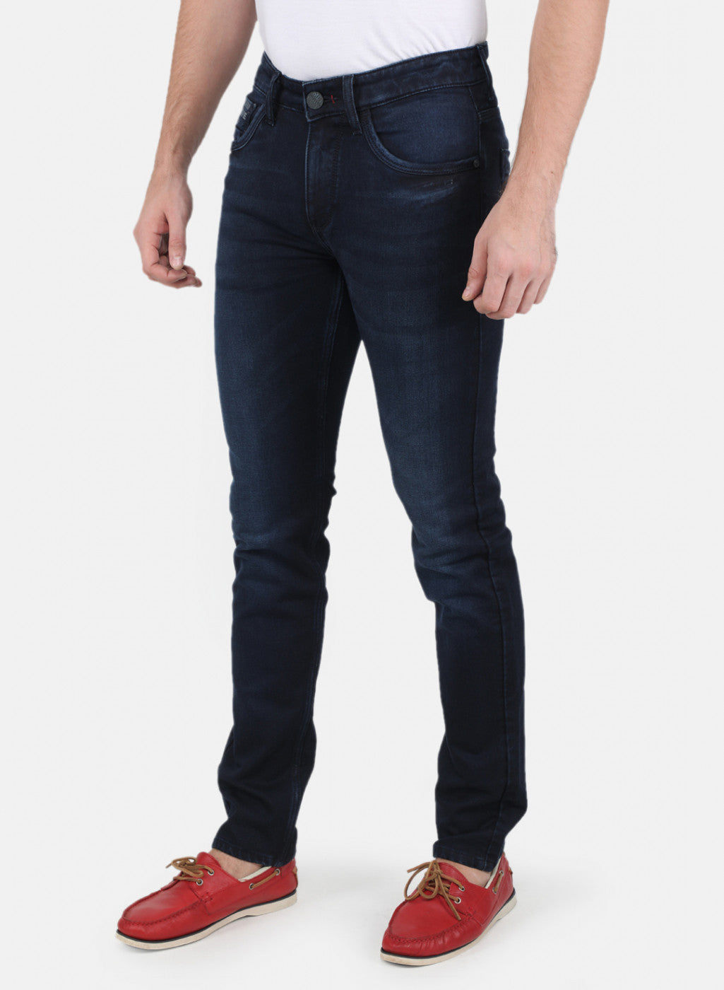 Men Navy Blue Narrow Fit Denim