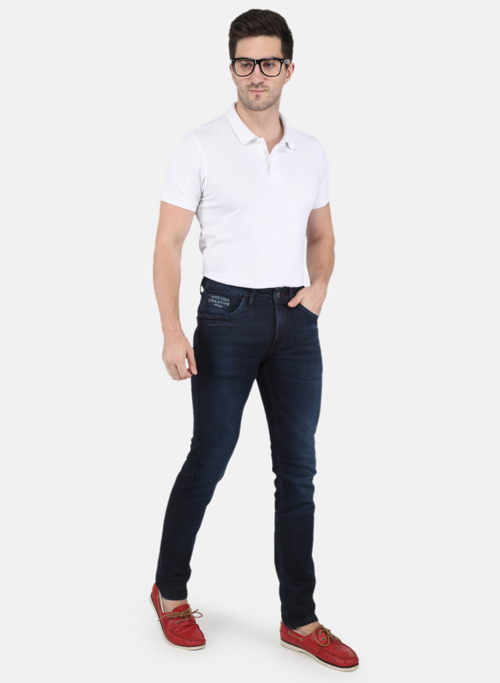 Men Navy Blue Narrow Fit Denim