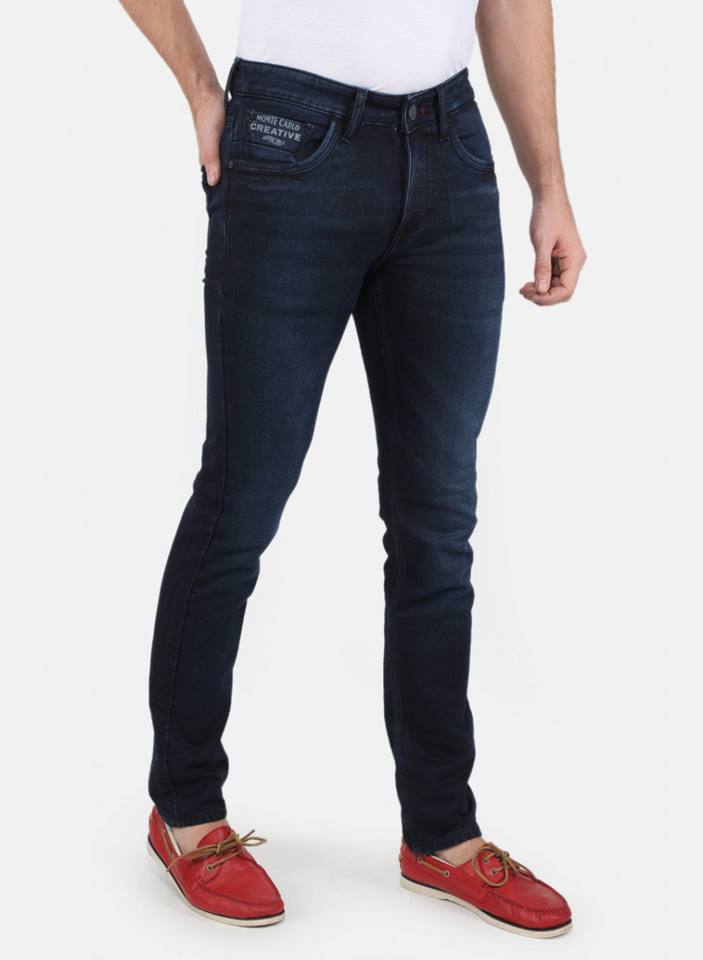 Men Navy Blue Narrow Fit Denim