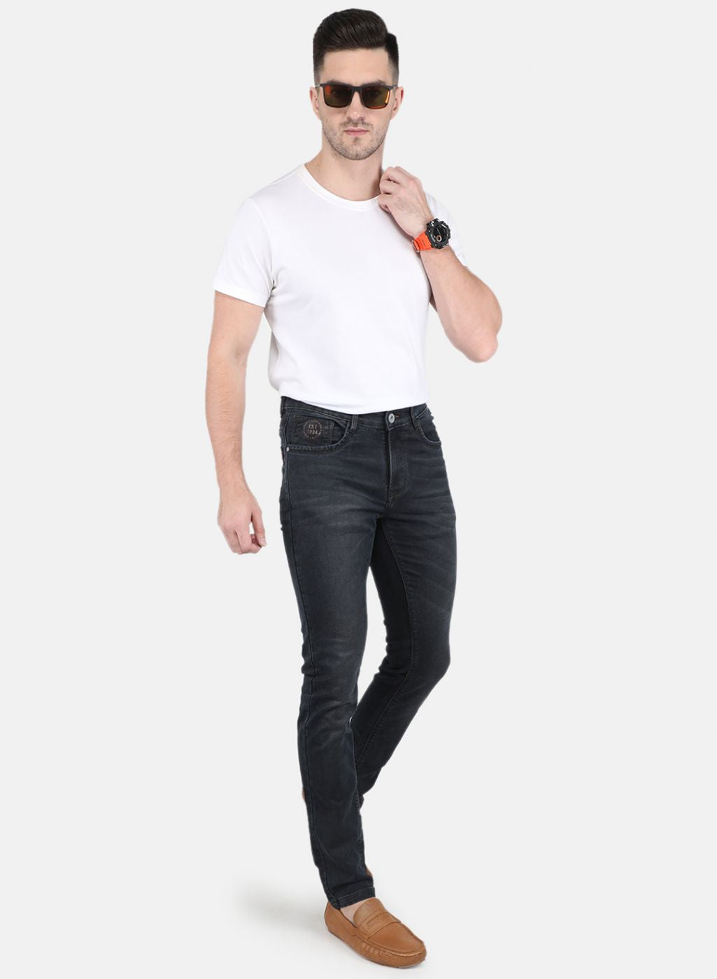 Men Brown NArrow Fit Denim