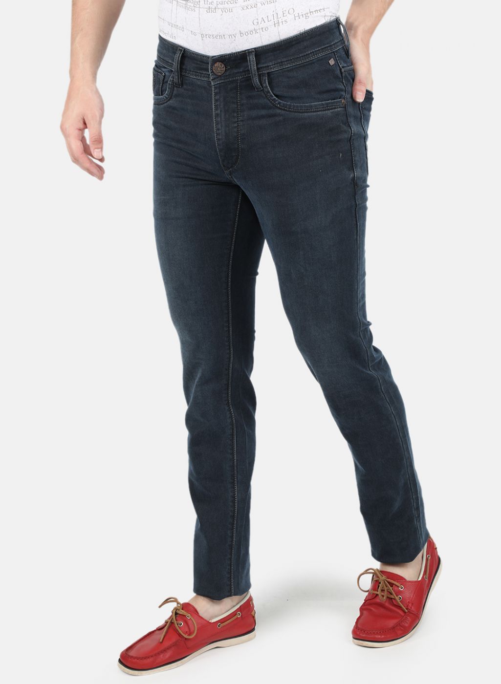 Men Navy Blue Narrow Fit Denim