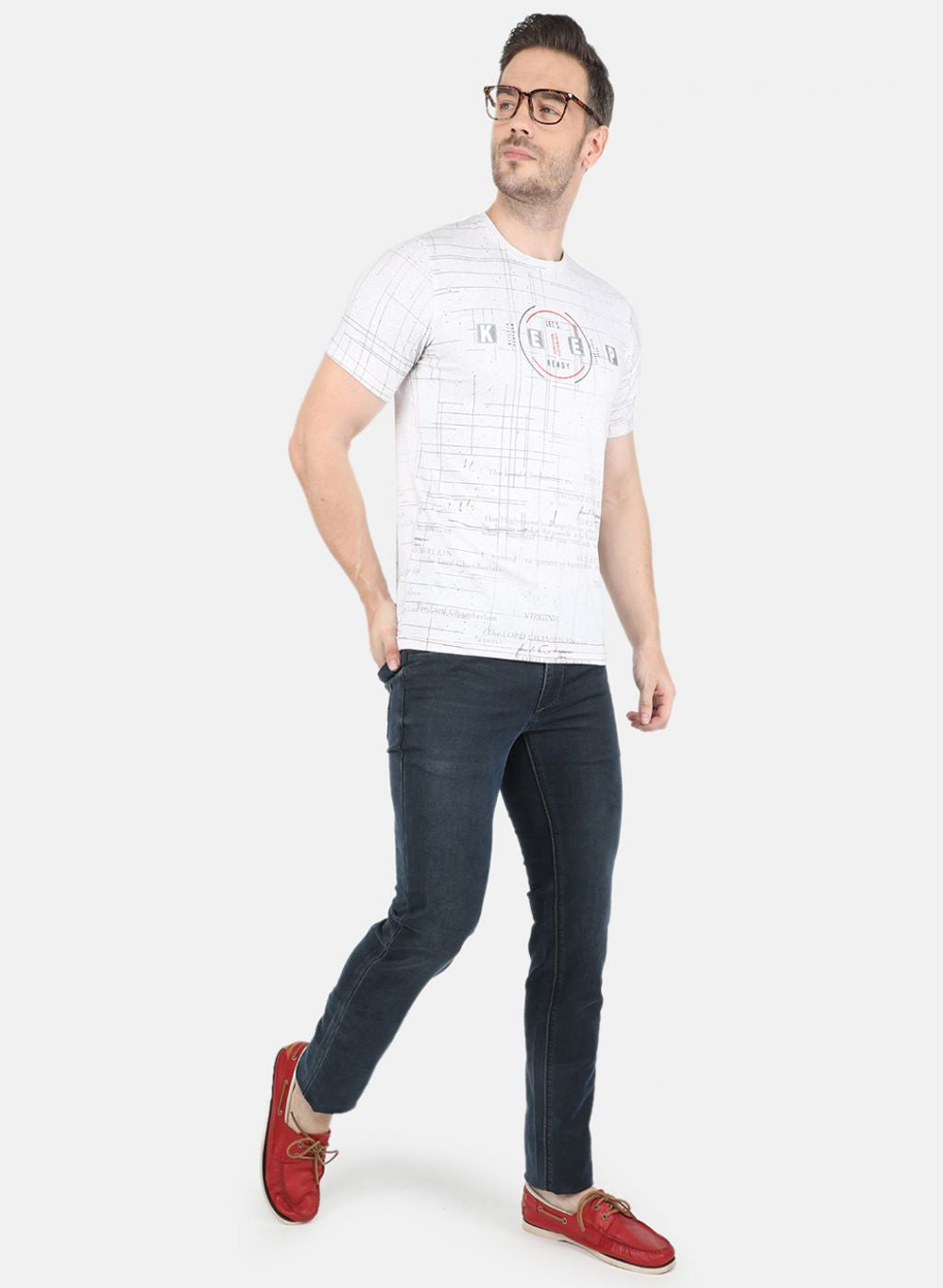 Men Navy Blue Narrow Fit Denim