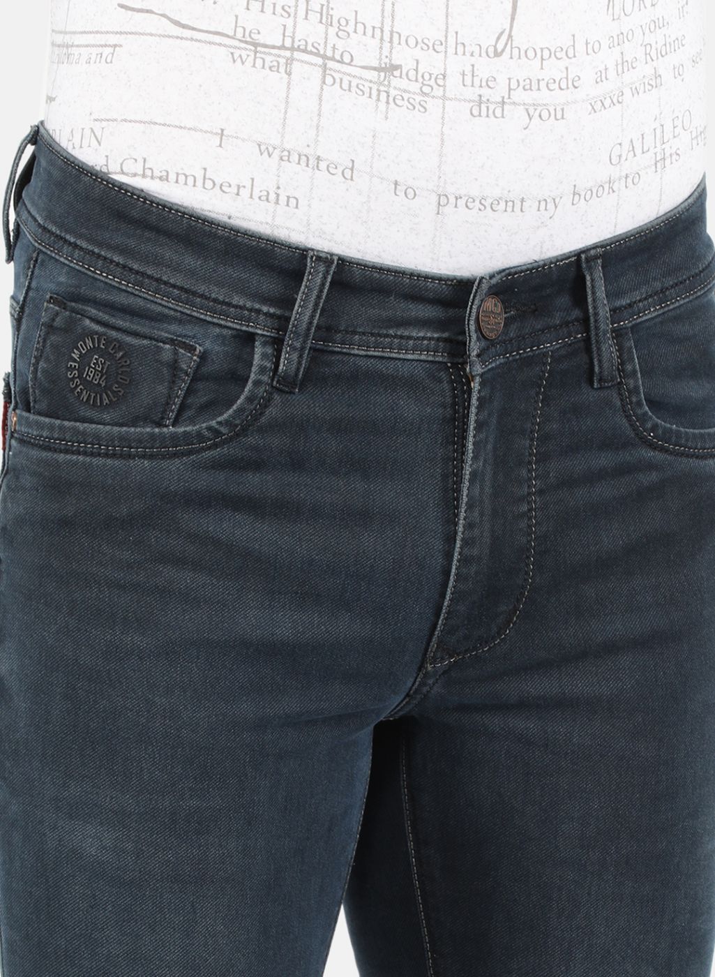 Men Navy Blue Narrow Fit Denim