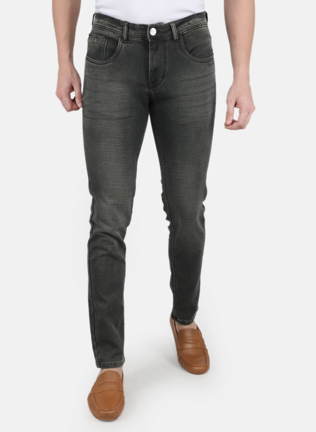 Men Olive Skinny Fit Denim