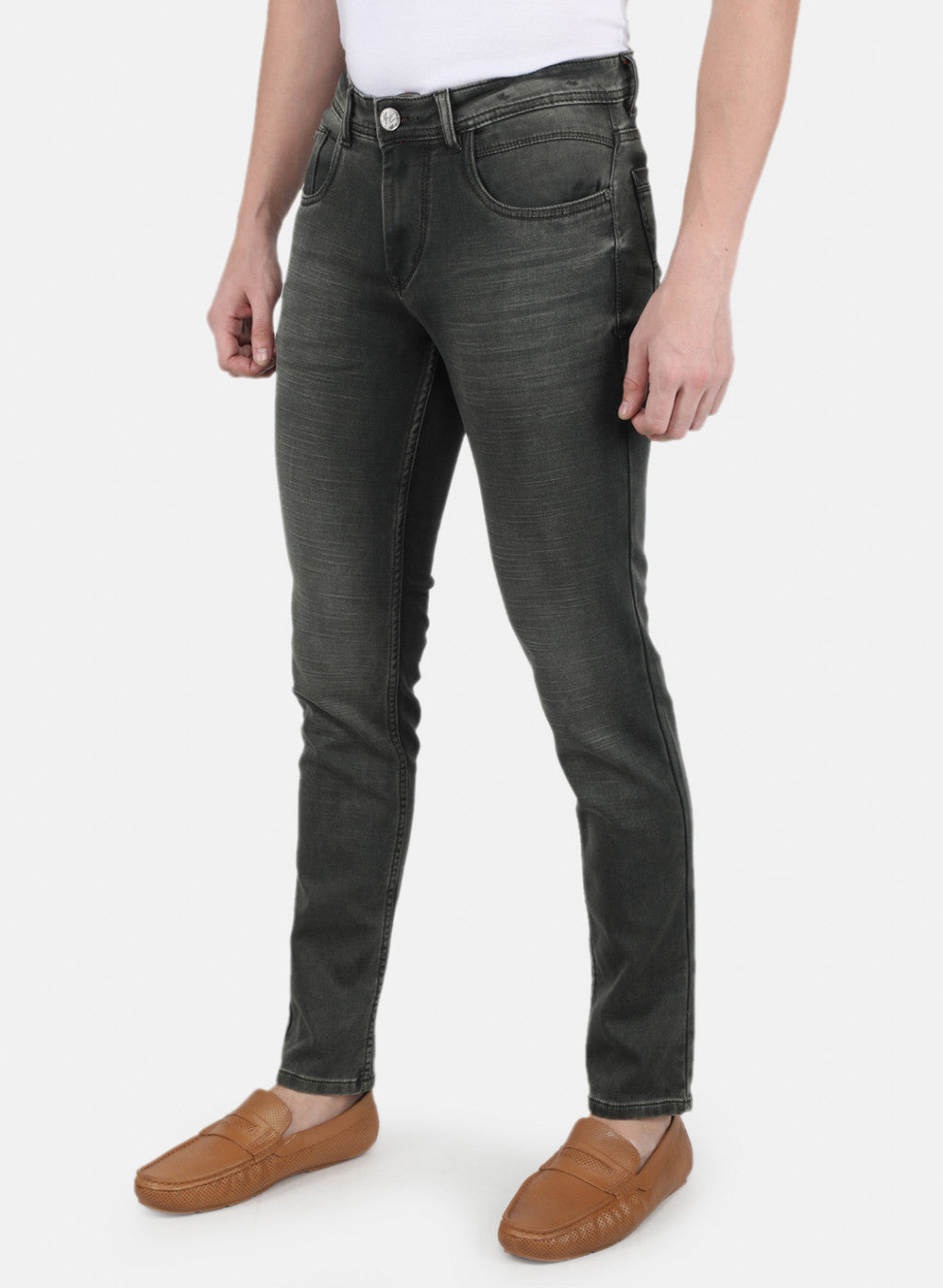 Men Olive Skinny Fit Denim