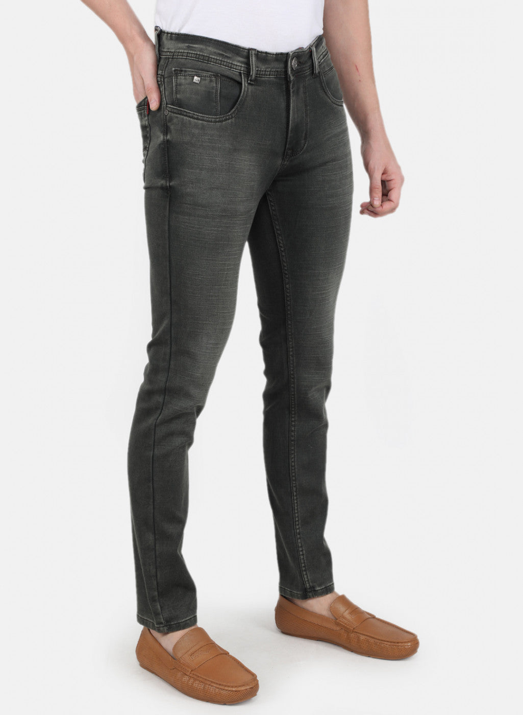 Men Olive Skinny Fit Denim