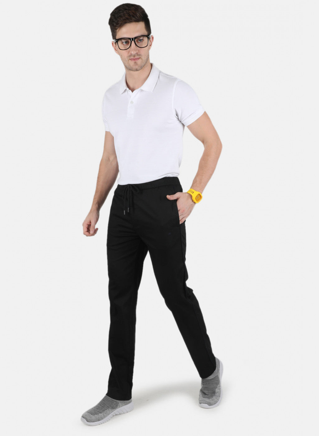 Men Black Plain Lower