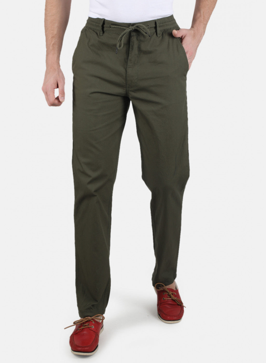 Men Olive Plain Lower