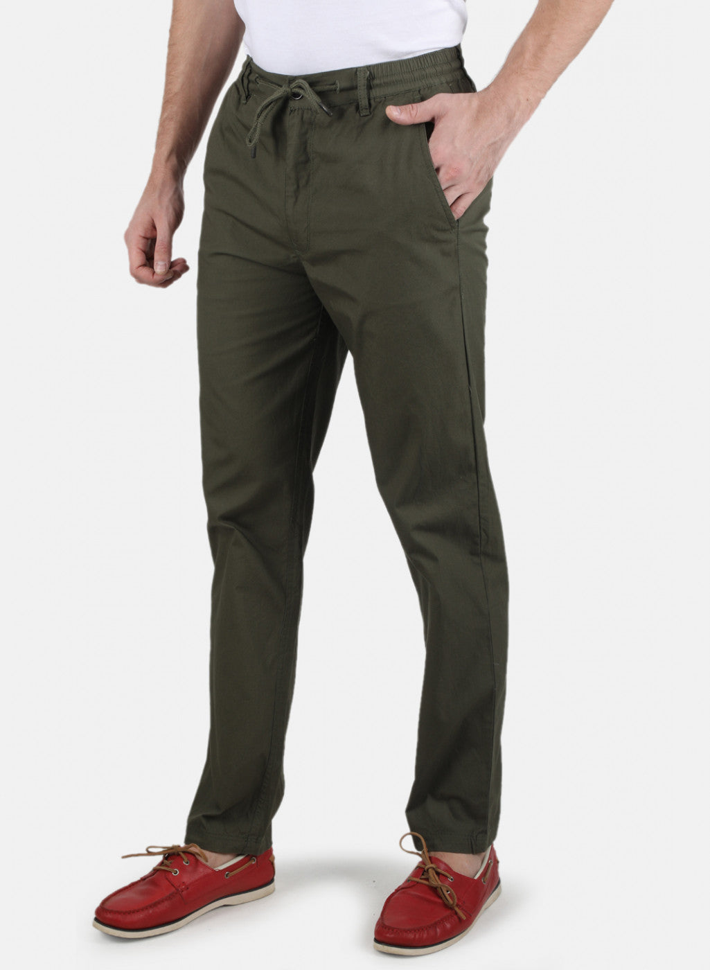 Men Olive Plain Lower