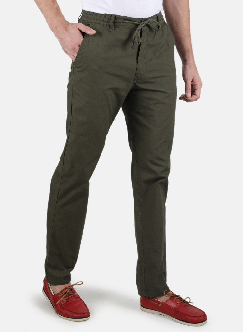 Men Olive Plain Lower