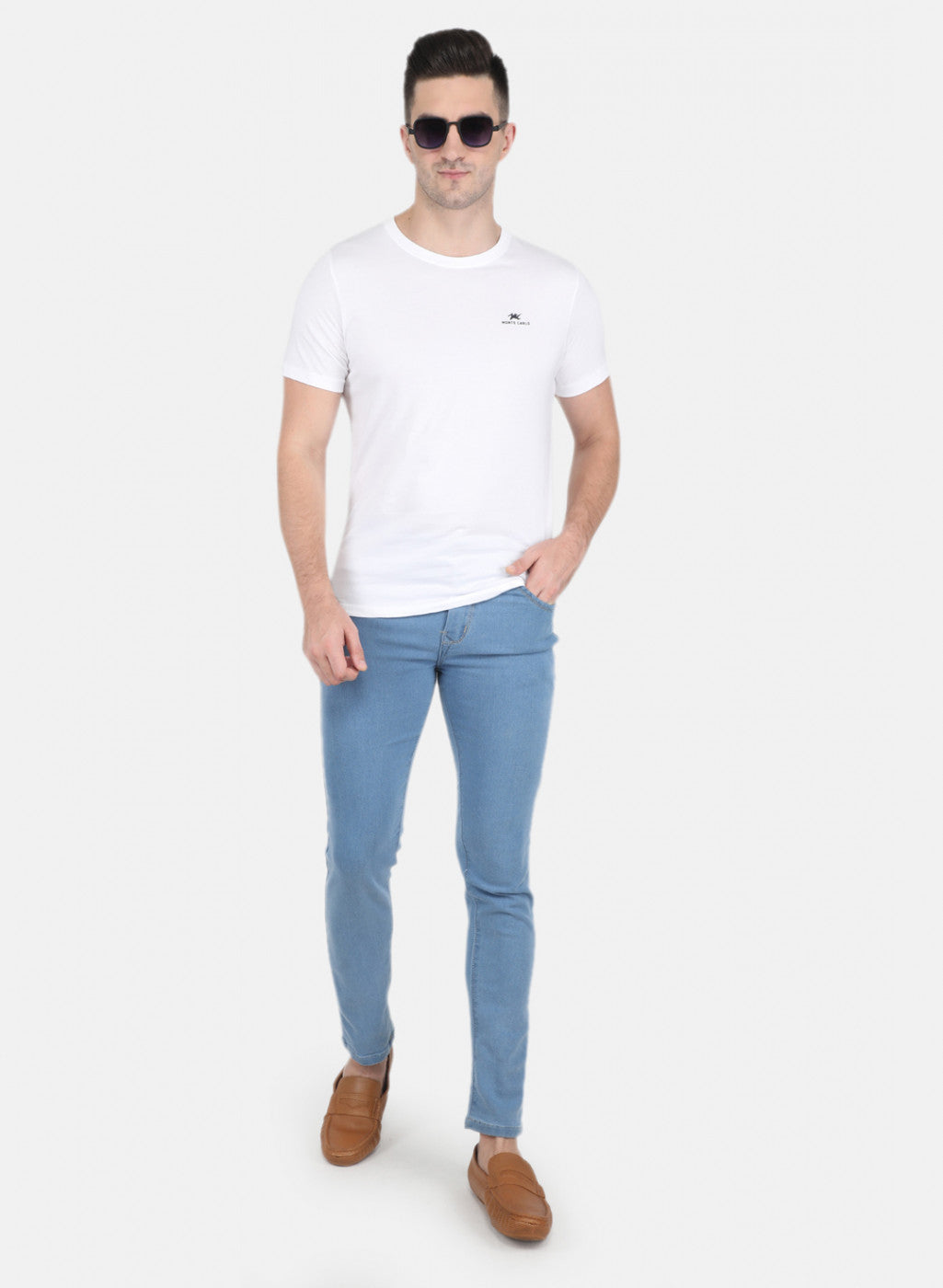 Men White Solid T-Shirt