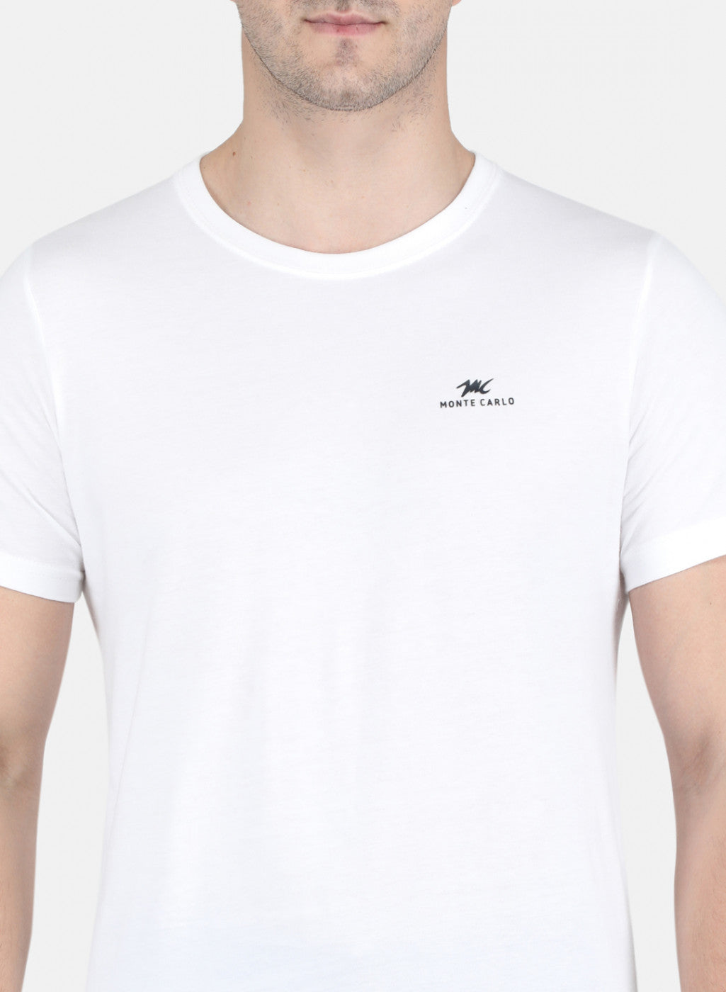 Men White Solid T-Shirt