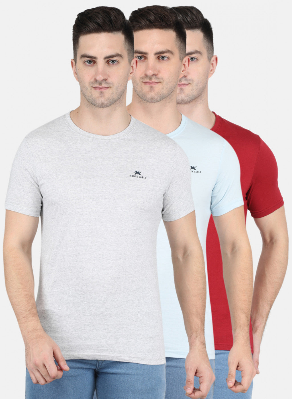 Men Grey Solid T-Shirt