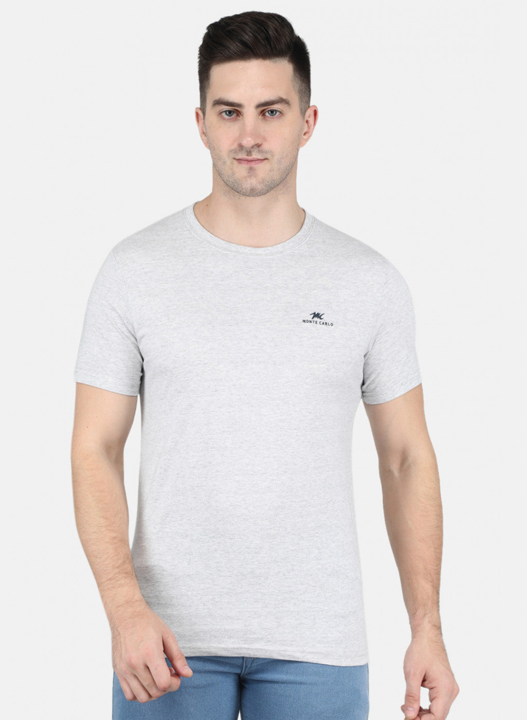 Men Grey Solid T-Shirt